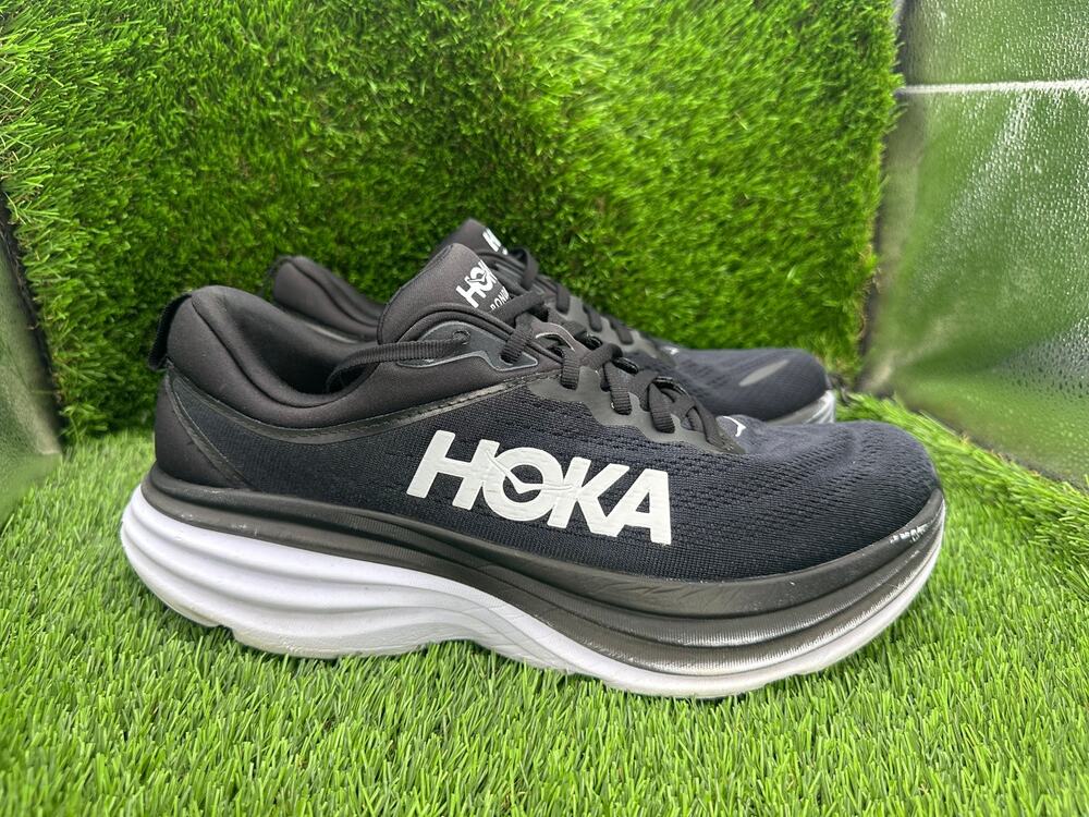 Hoka One One Bondi 8 1123202-BWHT Athletic Sneaker Mens 11.5D Black Mesh Running
